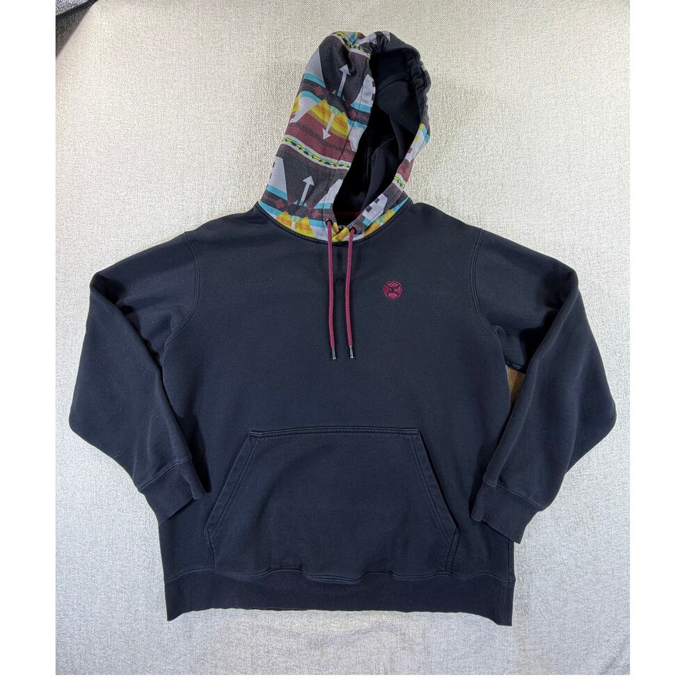 Hooey Women's XL Black Southwest Aztec Print Long Sleeve Pullover Hoodie Western